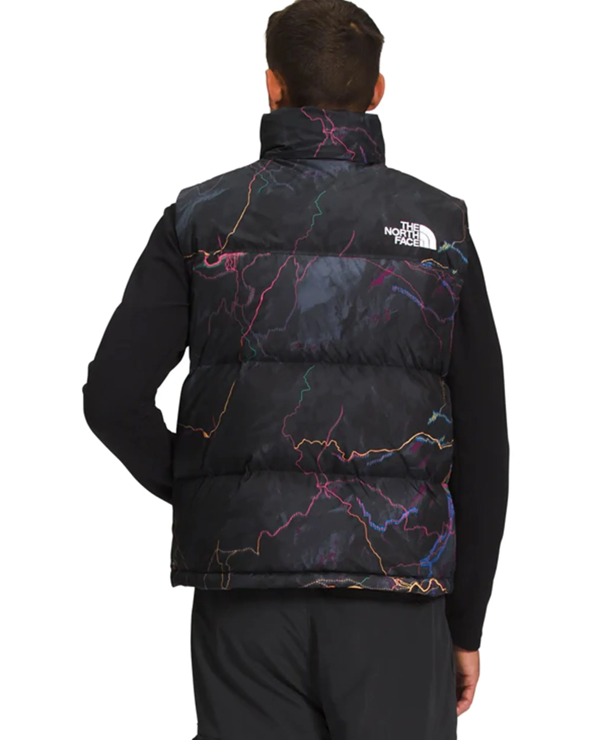 1996 Retro Nuptse Vest Jacket - Black / Trail Glow Print