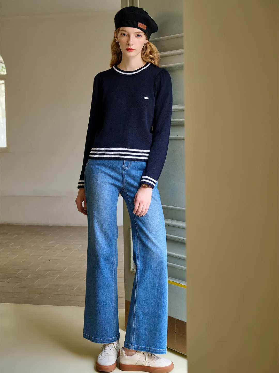 Addilynn Classic Vintage Striped Contrast Sweater