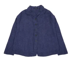 Album Di Famiglia Linen Loose Blazer in Navy
