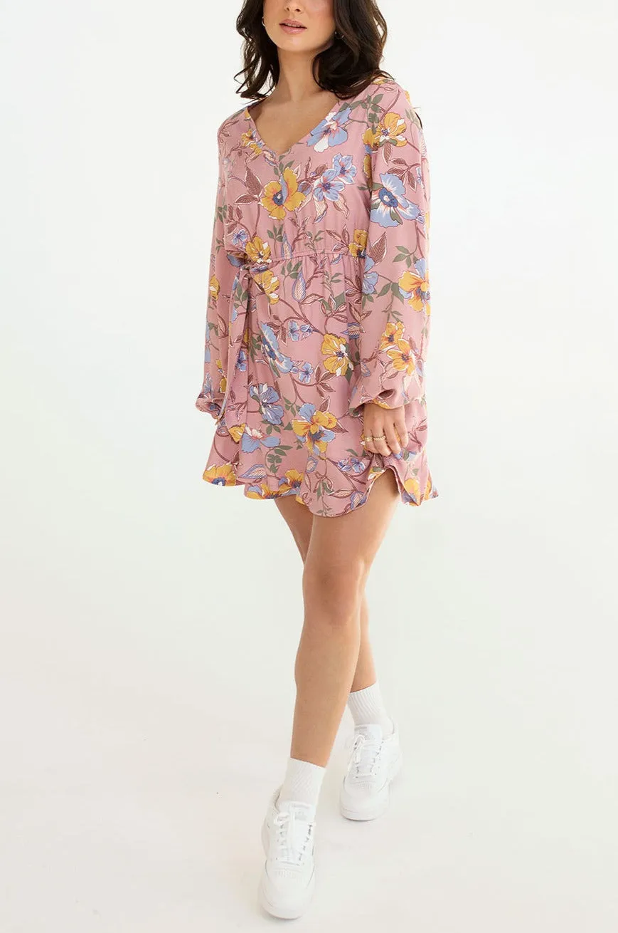 Alessia Floral | Wrap Dress w/ Long Sleeves