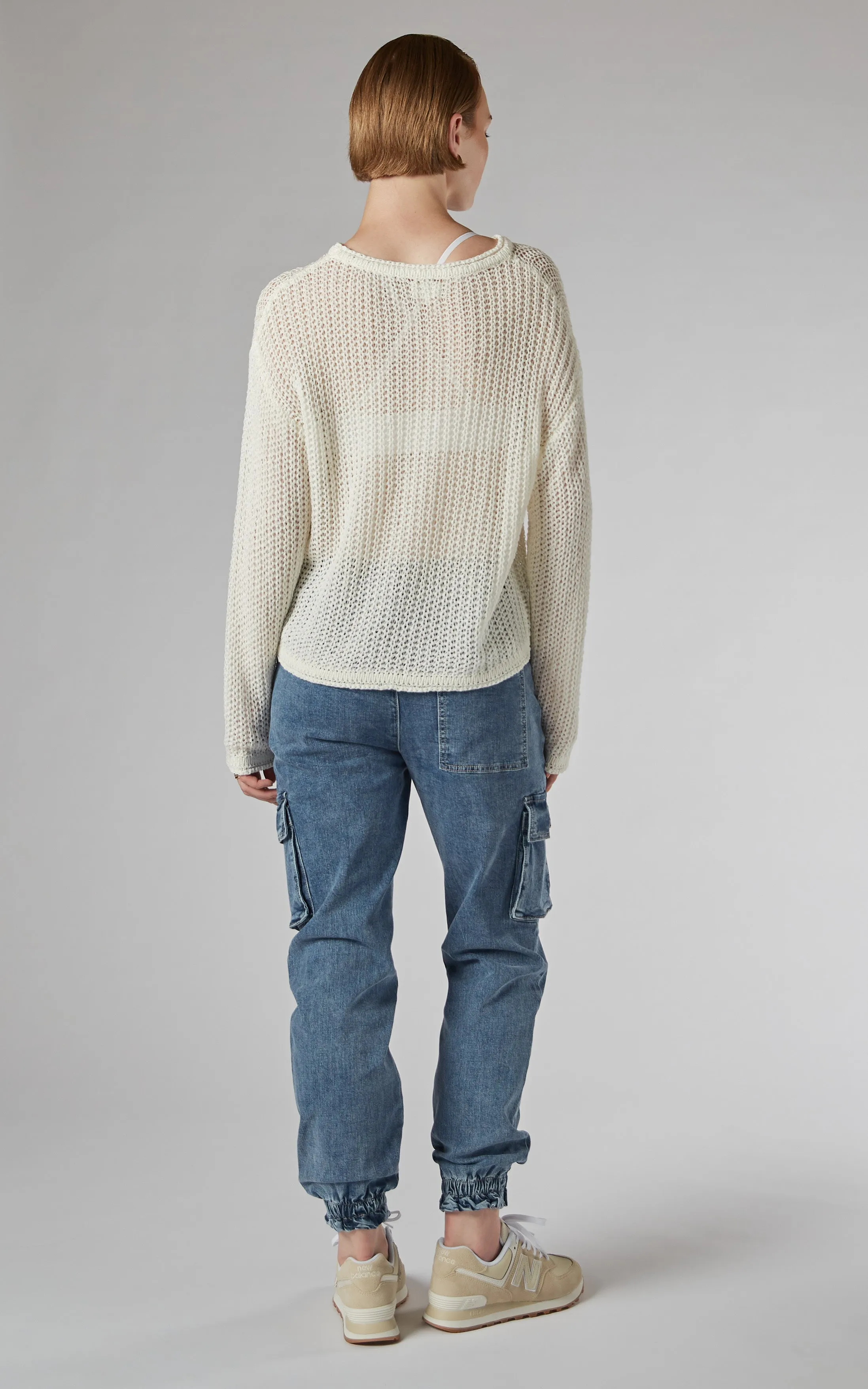 Amos Ivory Crochet Knit Top