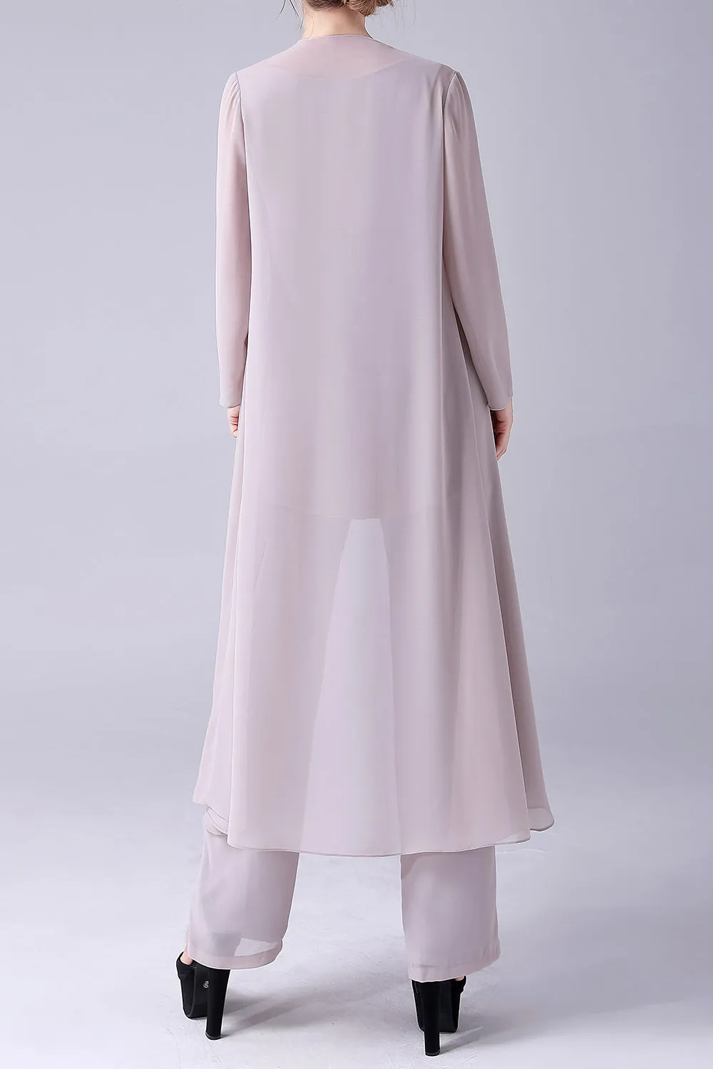 Apricot Long Sleeves 3 Pieces Mother of the Bride Pant Suits