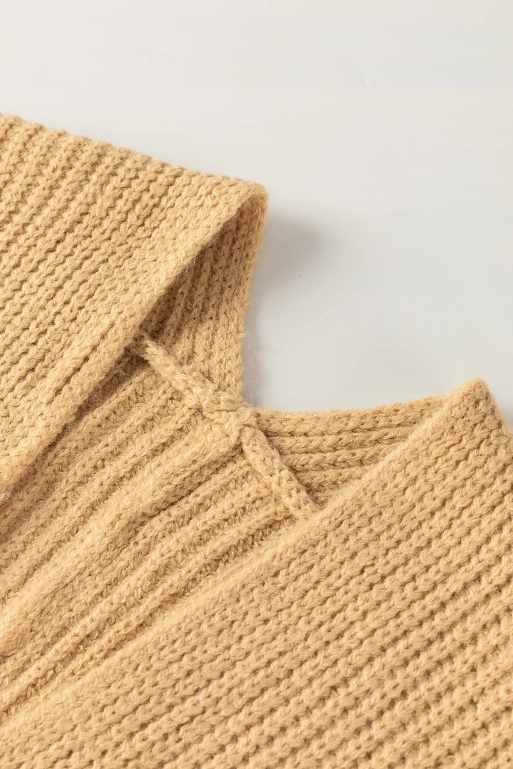 Apricot Oversized Fold Over Sleeve Open Front Cardigan