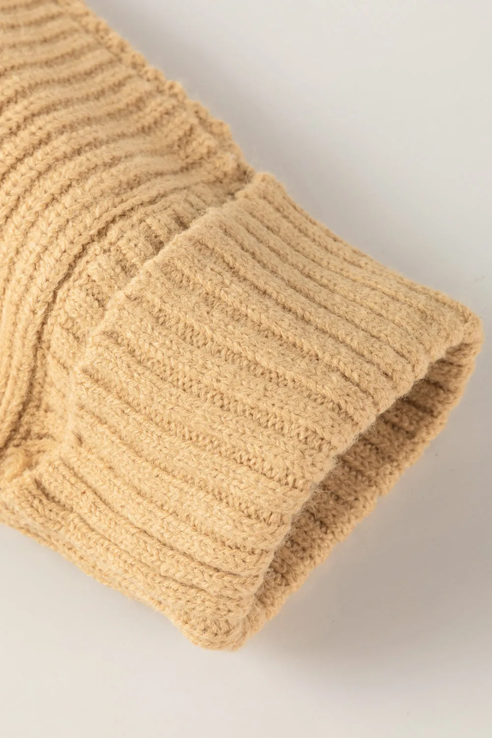 Apricot Oversized Fold Over Sleeve Open Front Cardigan