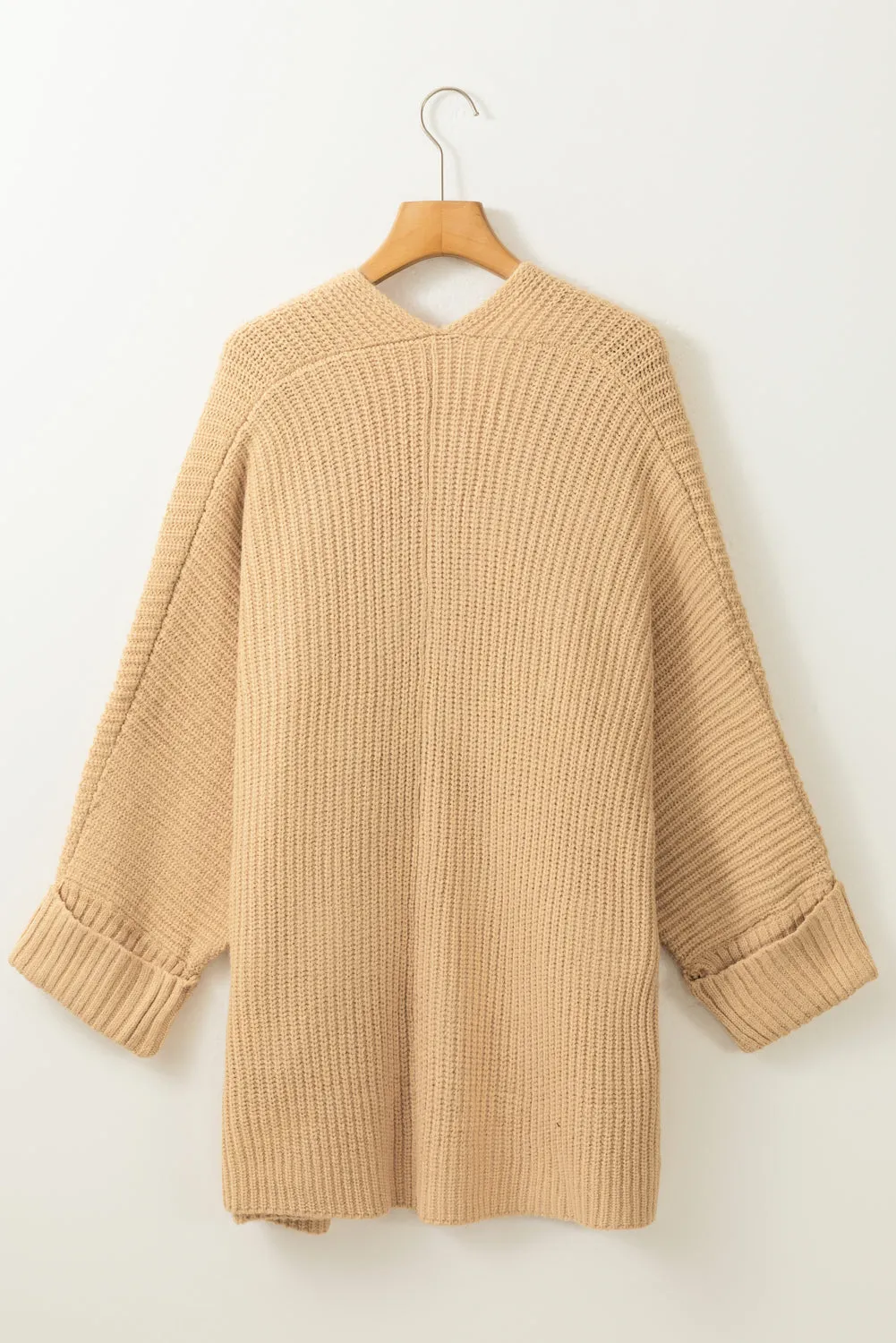 Apricot Oversized Fold Over Sleeve Open Front Cardigan