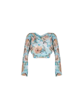 AUGUST COWL BLOUSE WILTED FLORAL