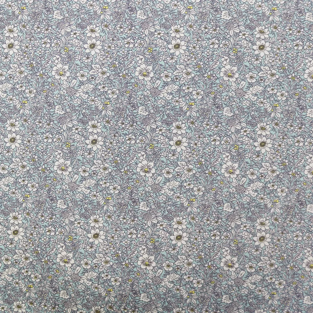 Autumn Flowers Cotton - Pale Blue