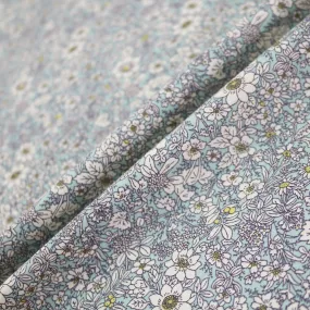 Autumn Flowers Cotton - Pale Blue