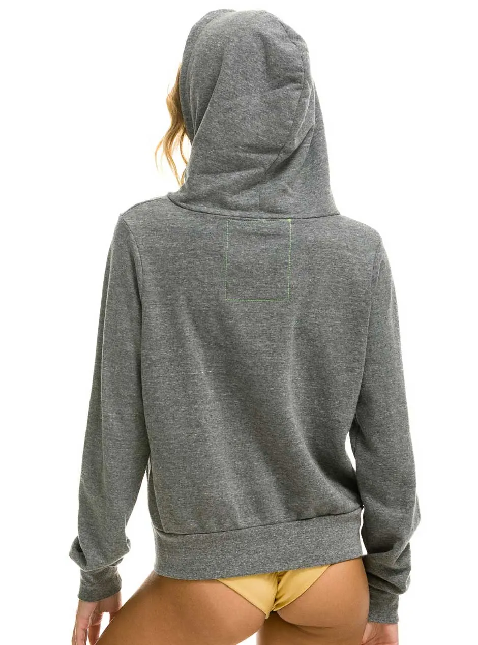Aviator Nation Women's 5 Stripe Zip Hoodie - Heather Grey Blue
