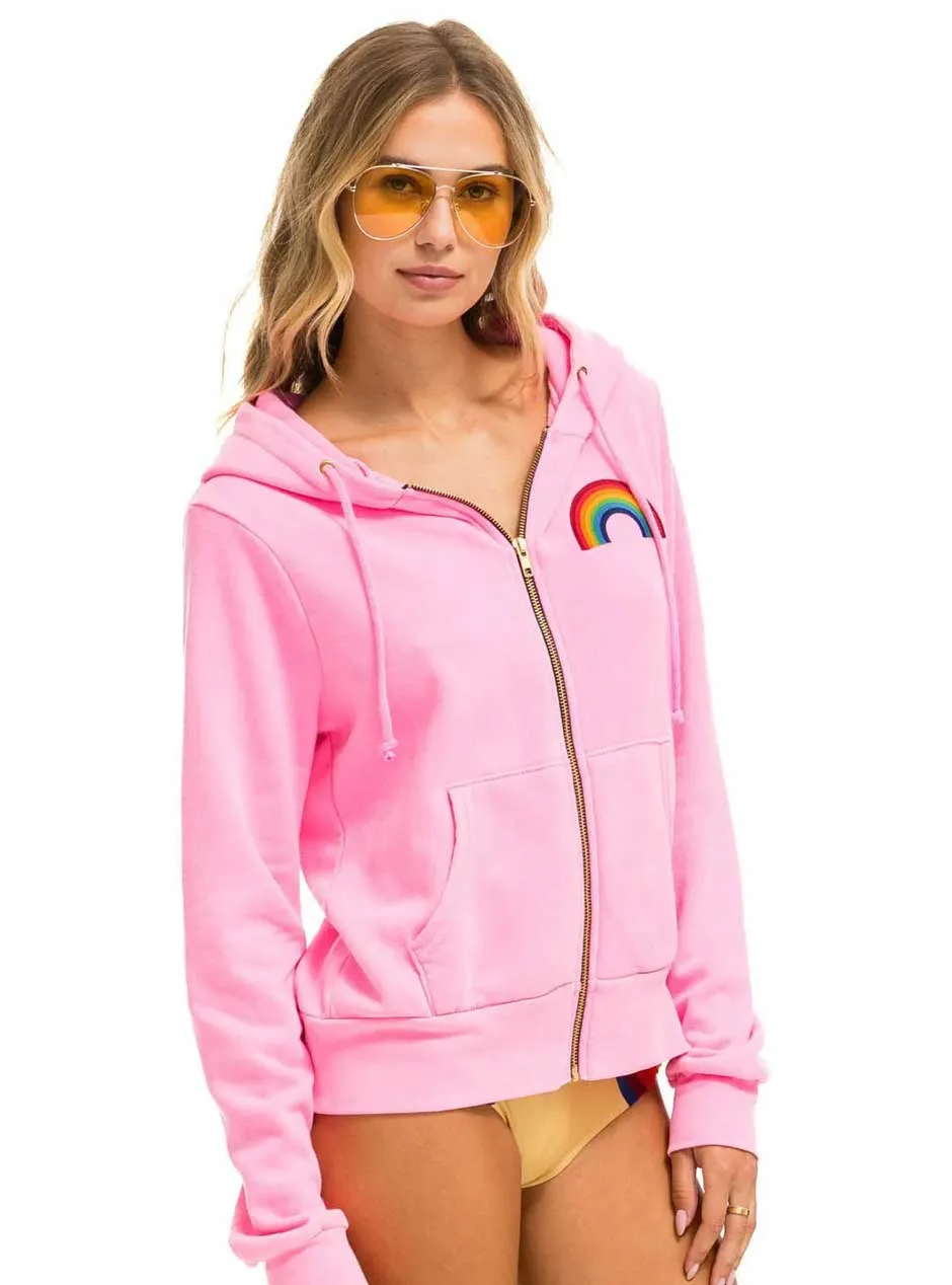 Aviator Nation Women's Rainbow Embroidery Hoodie - Neon Pink