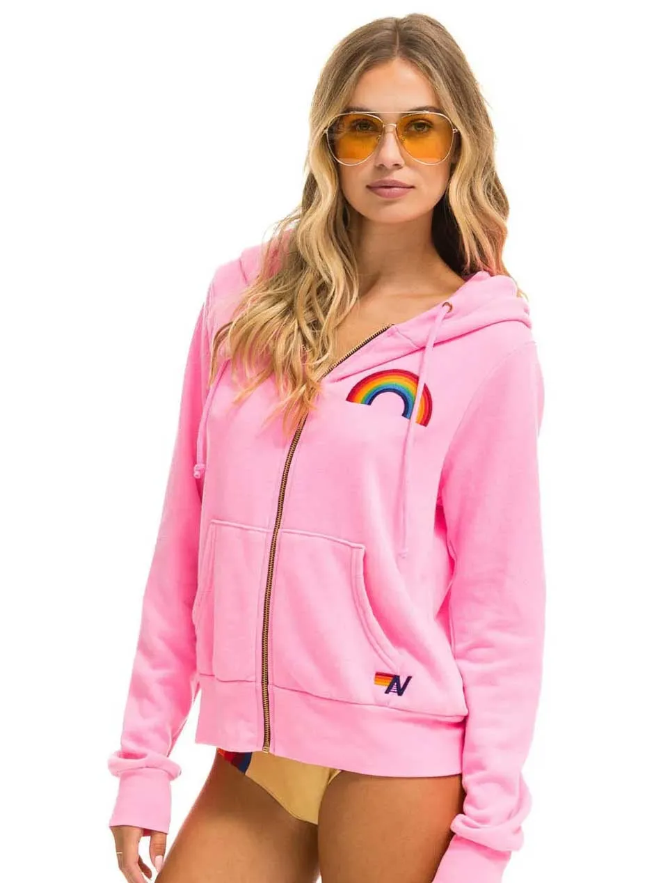 Aviator Nation Women's Rainbow Embroidery Hoodie - Neon Pink