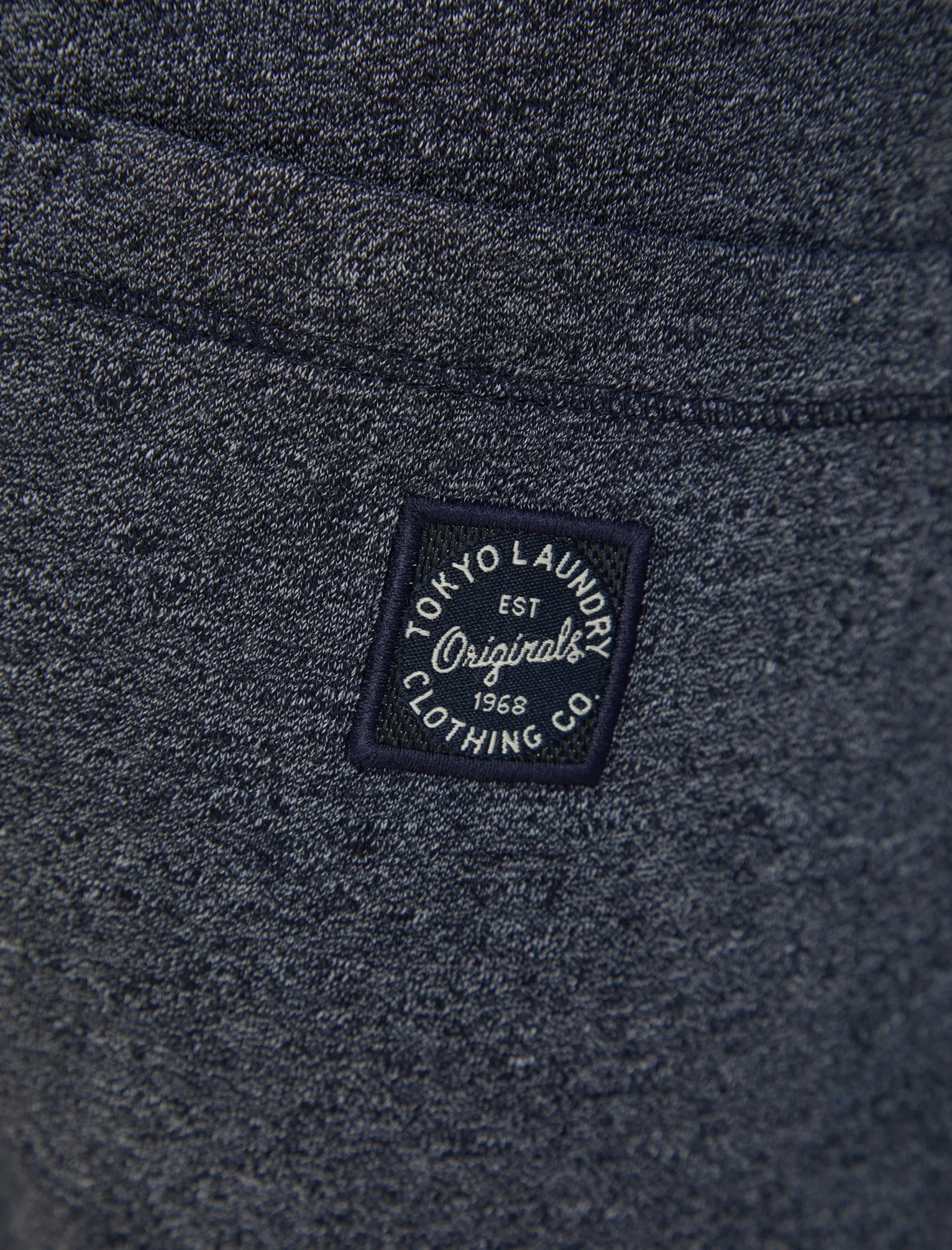 Bannering Brushback Fleece Cuffed Joggers in Navy Grindle - Tokyo Laundry
