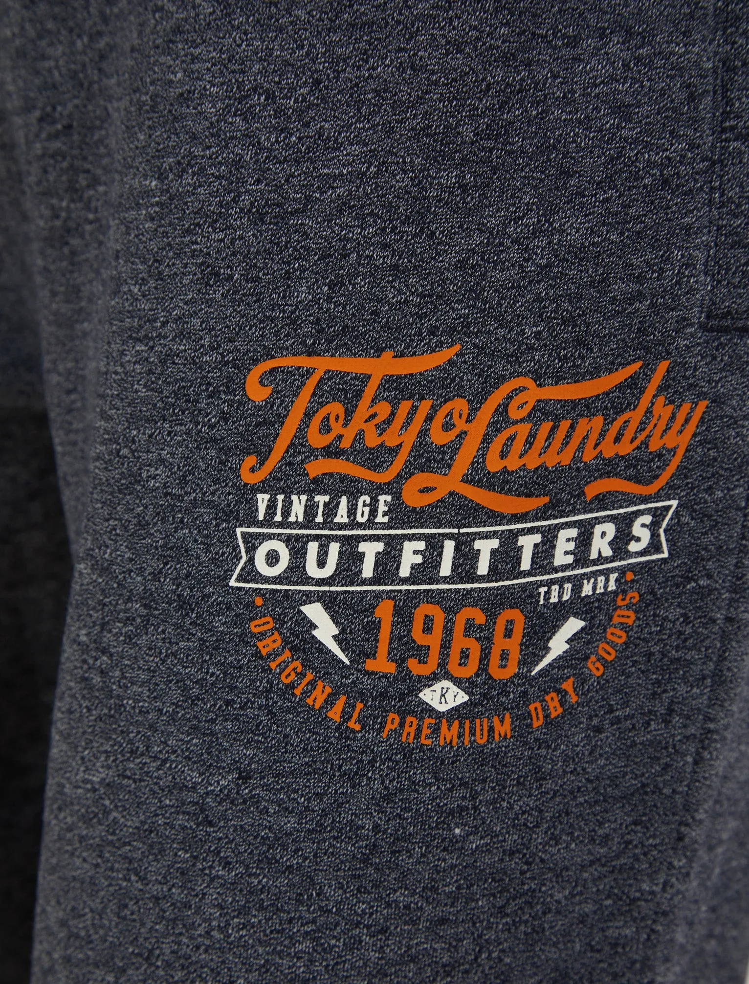 Bannering Brushback Fleece Cuffed Joggers in Navy Grindle - Tokyo Laundry