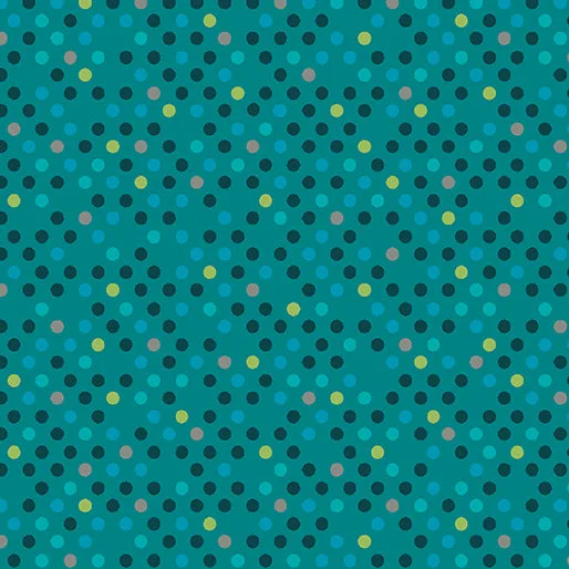 Benartex Dazzle Dots 16206 84 Confetti Drop  Teal/Multi By The Yard