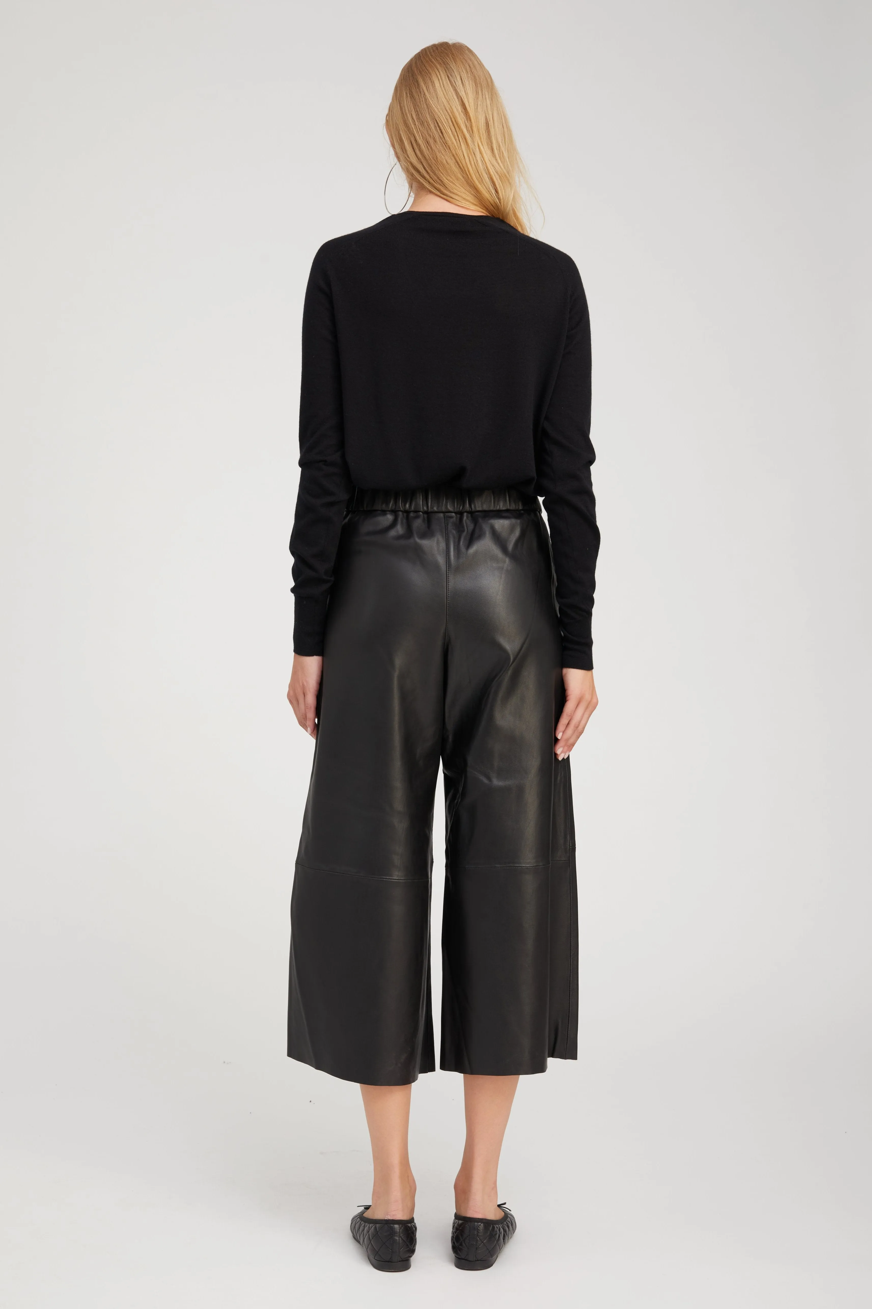 Black Leather Culotte Pants