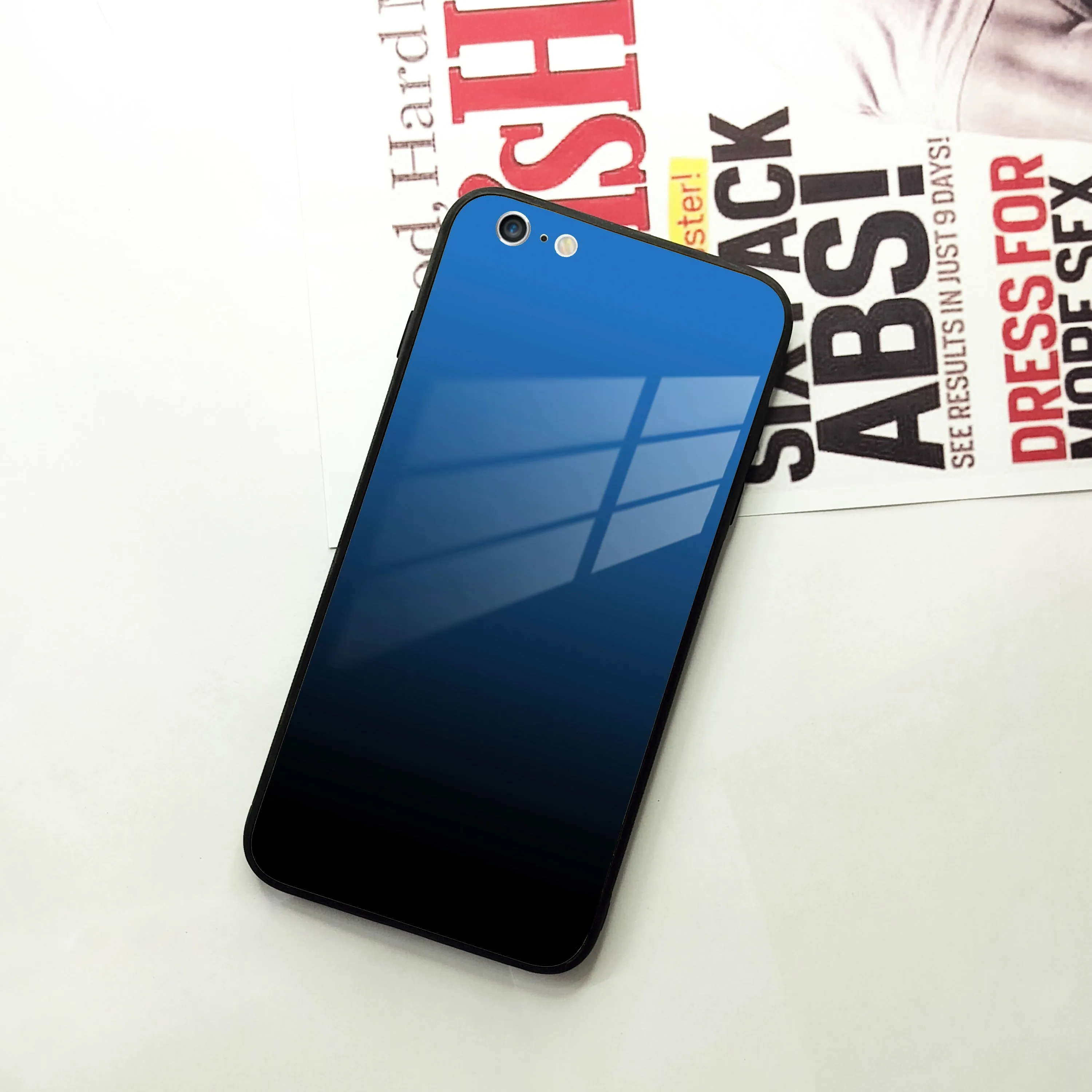 Blue Gradient Glass Case Cover For iPhone