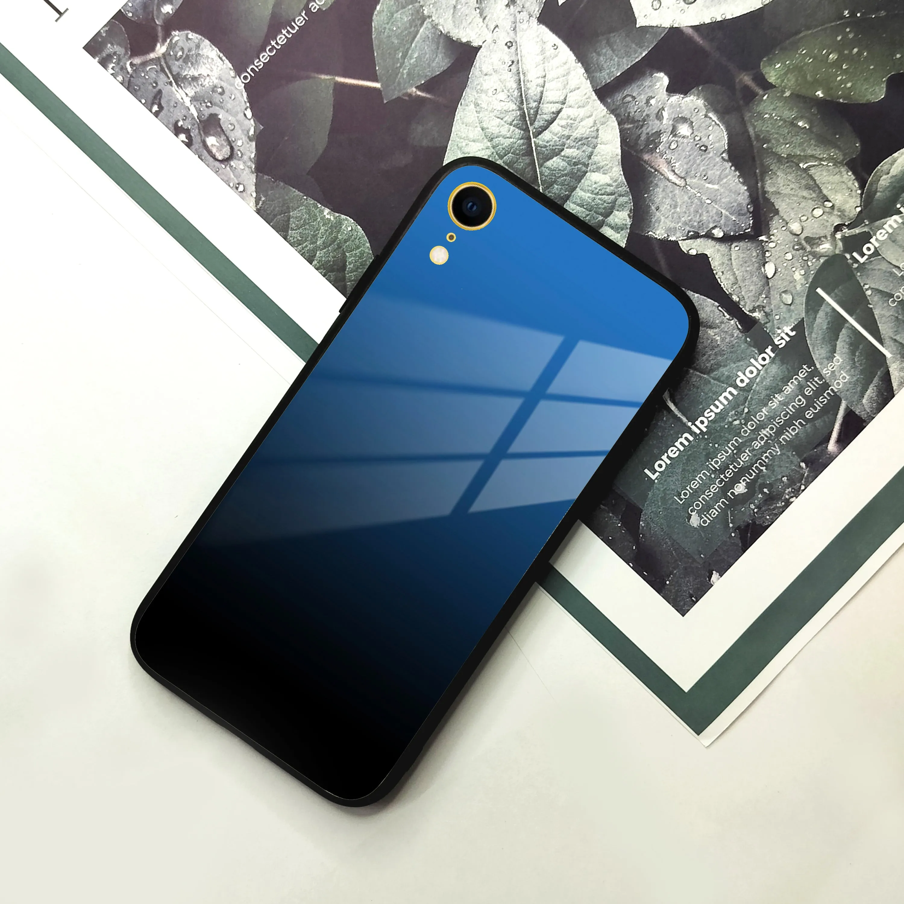 Blue Gradient Glass Case Cover For iPhone