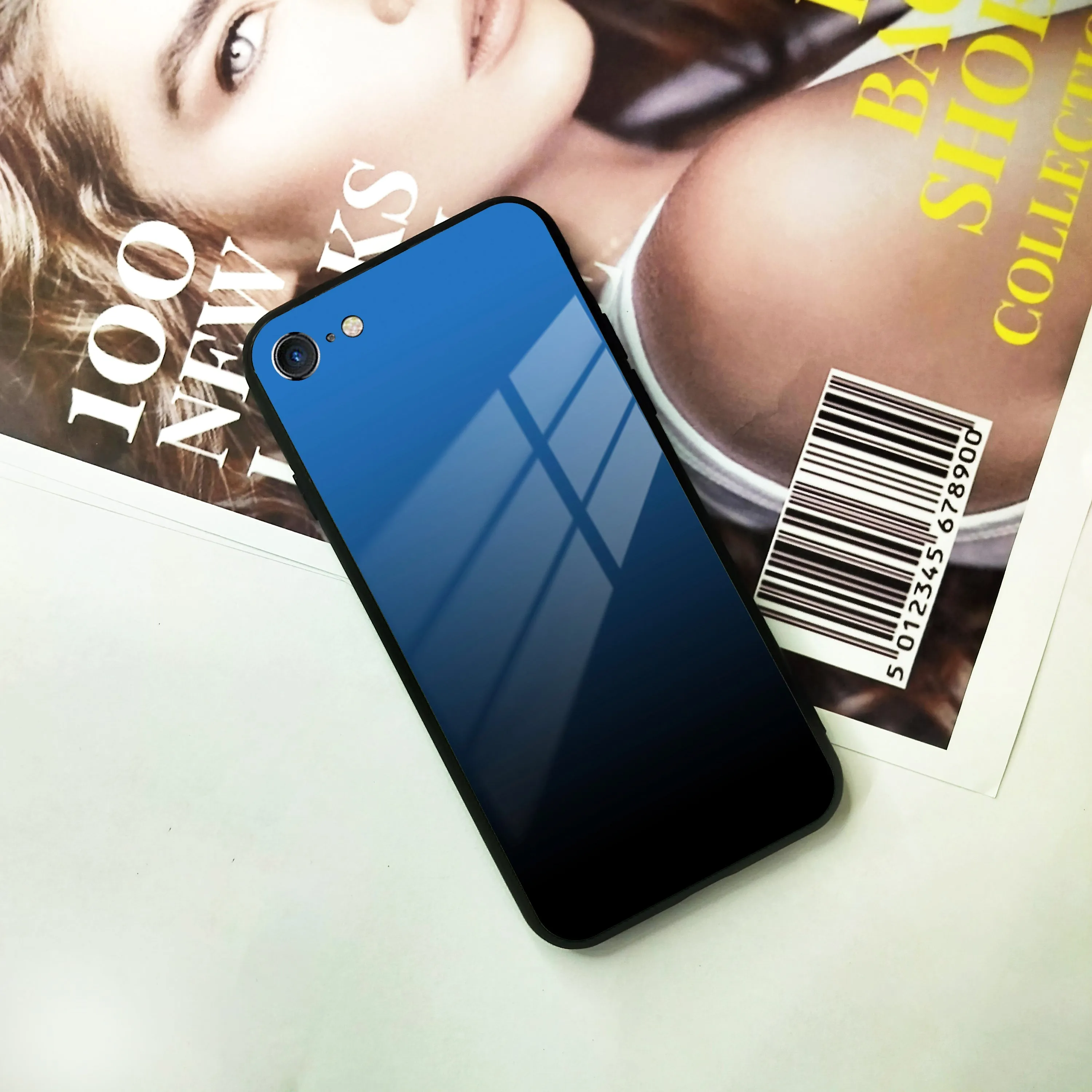 Blue Gradient Glass Case Cover For iPhone