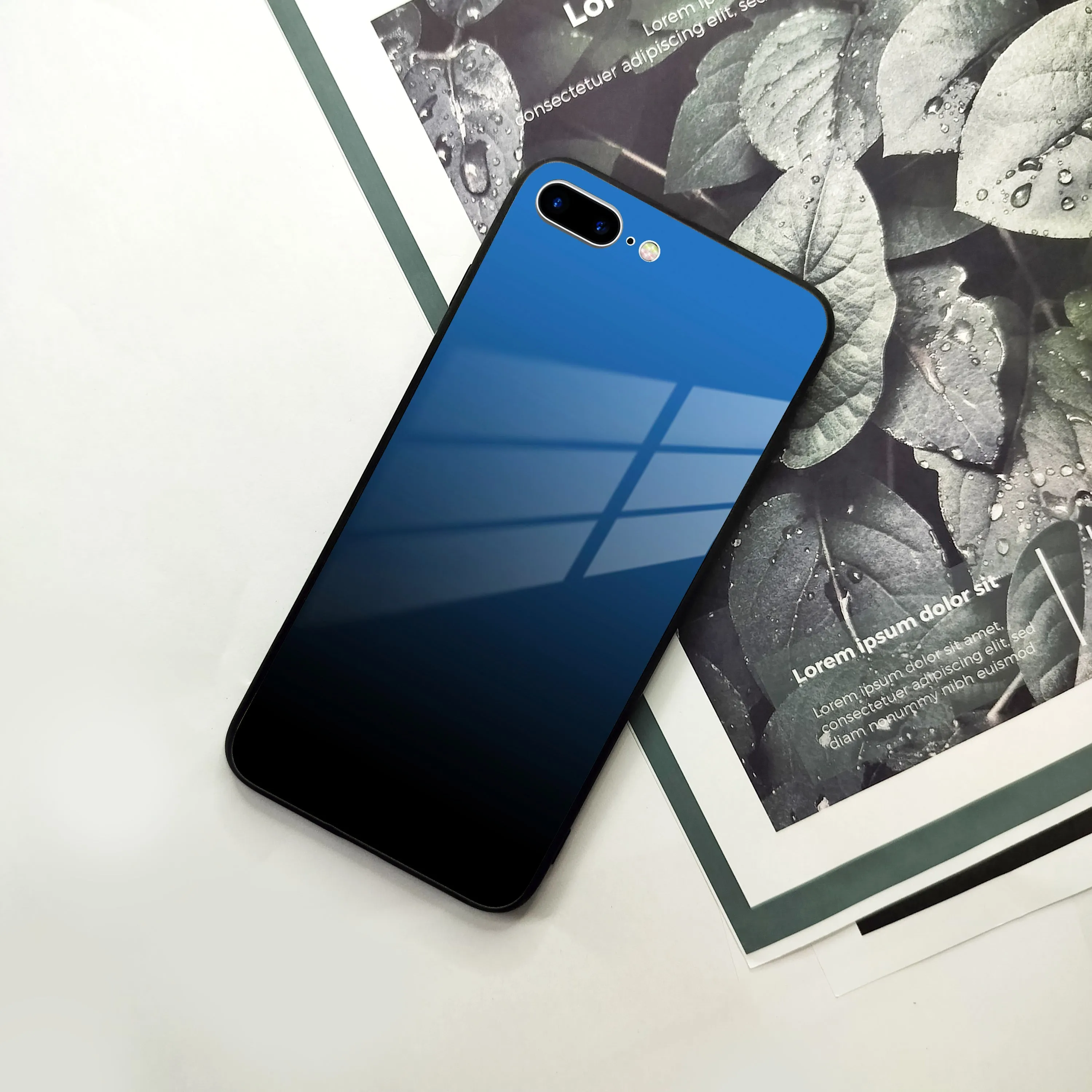 Blue Gradient Glass Case Cover For iPhone