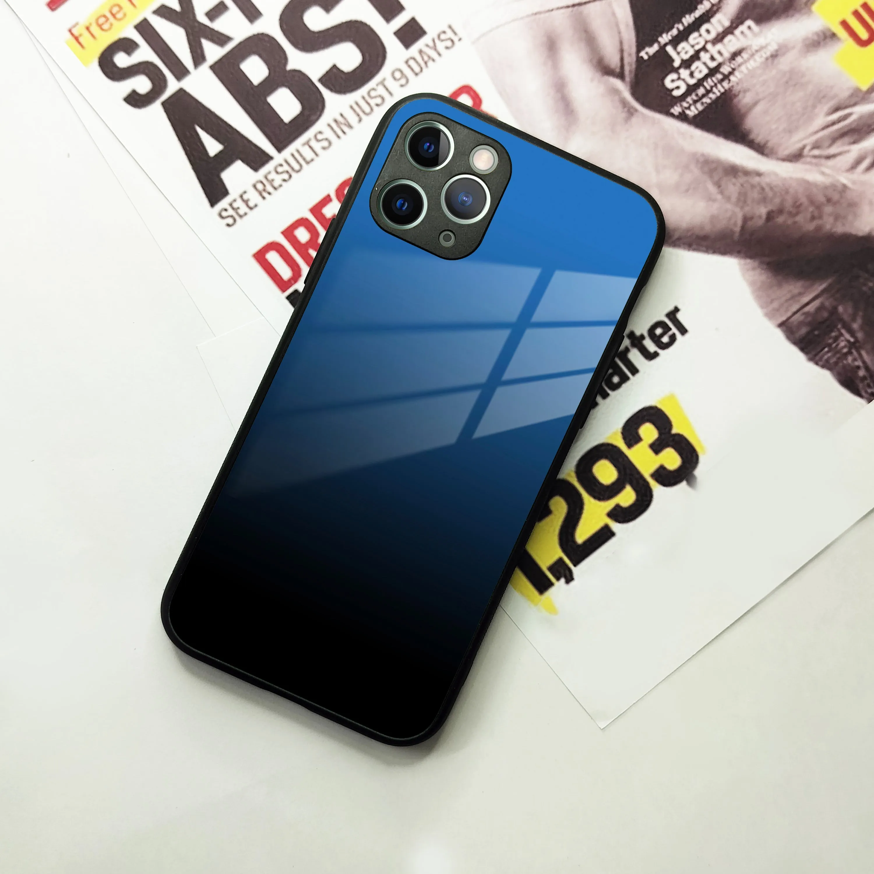 Blue Gradient Glass Case Cover For iPhone