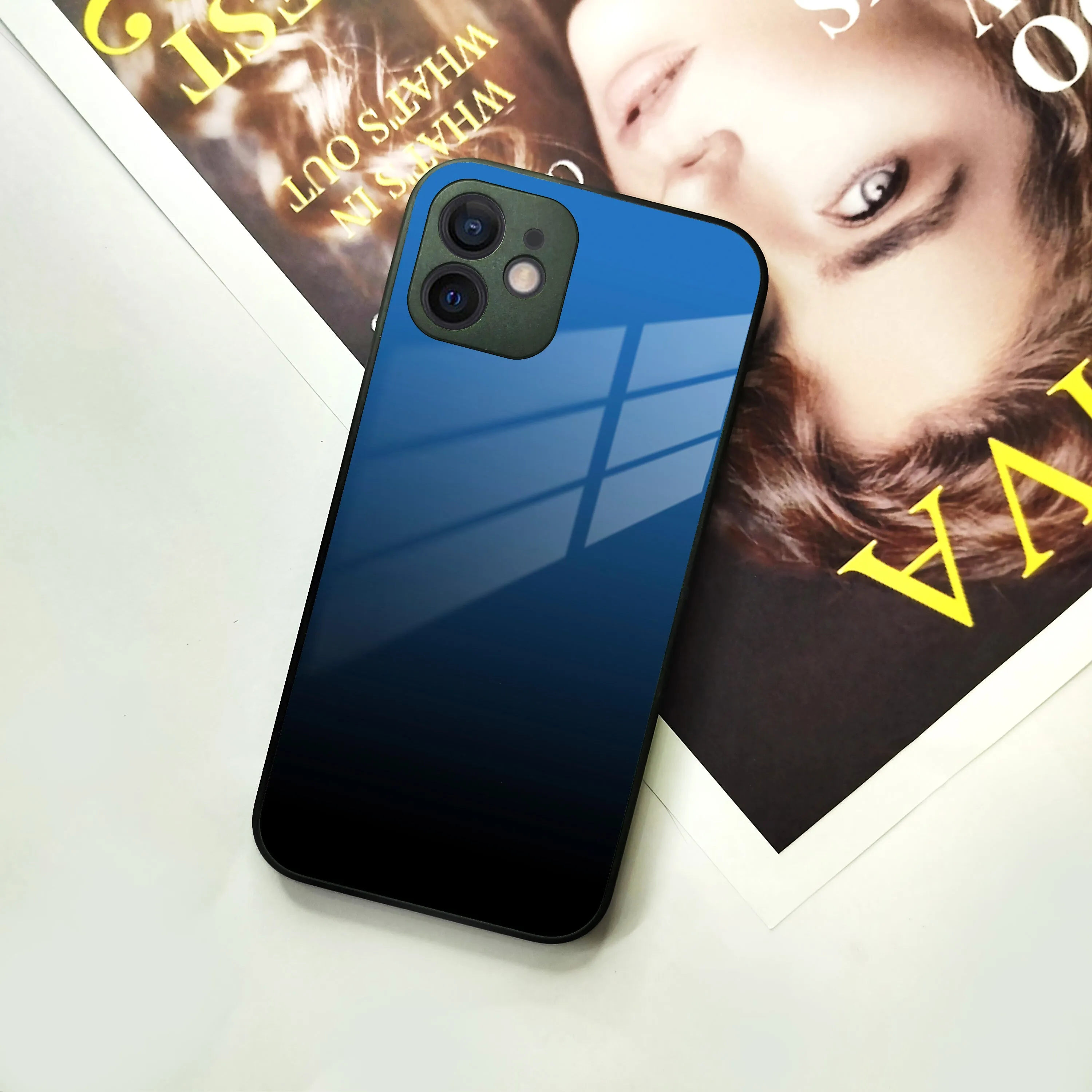 Blue Gradient Glass Case Cover For iPhone