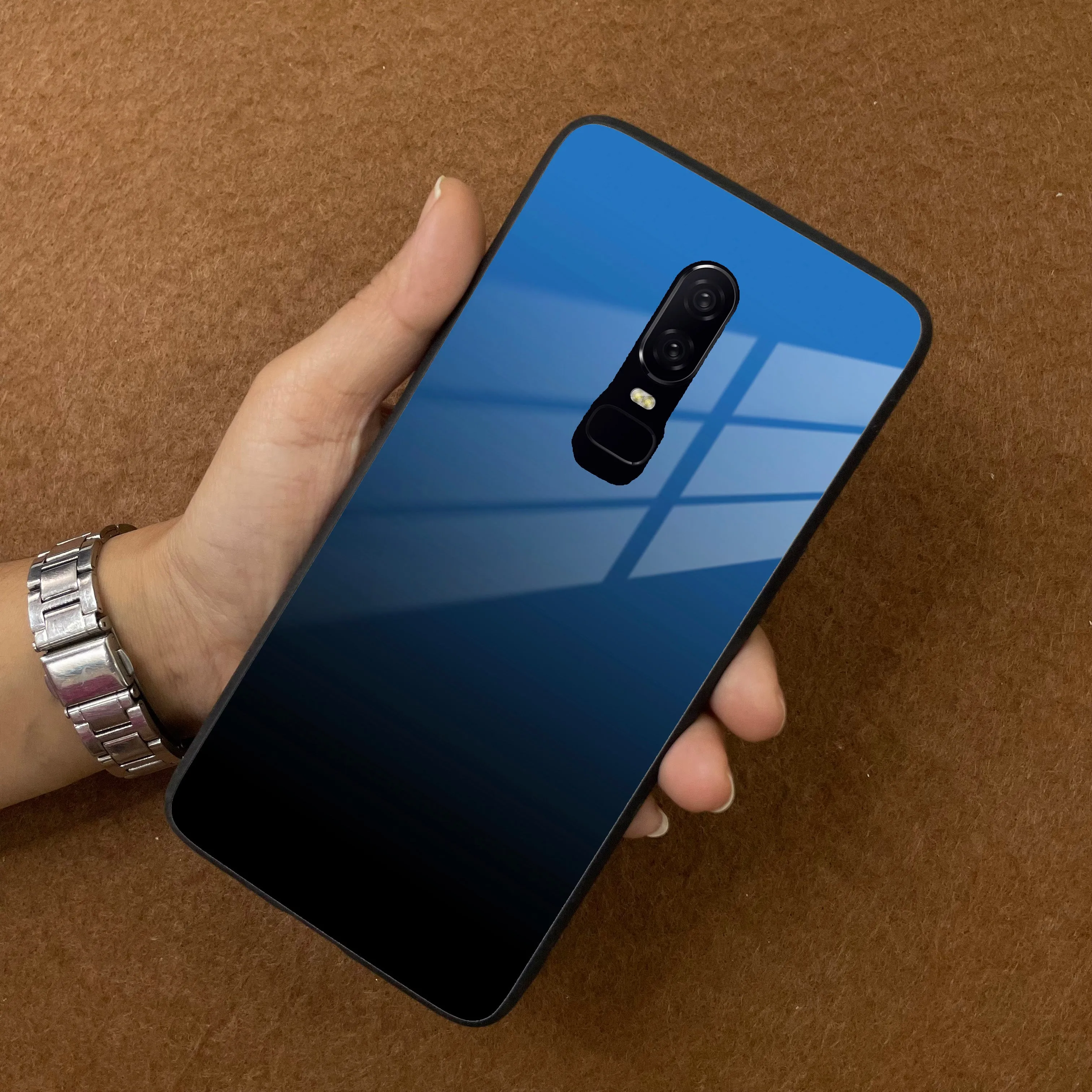 Blue Gradient Glass Case Cover For OnePlus