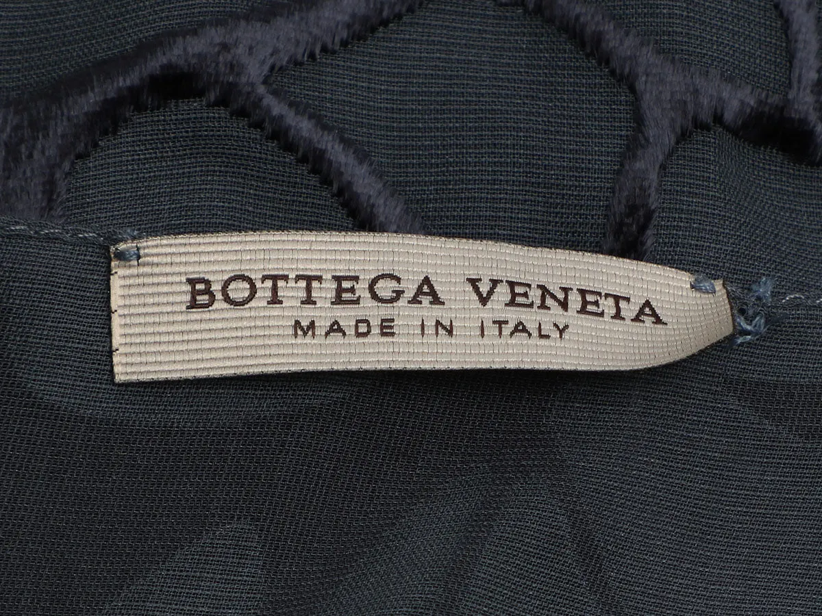 Bottega Veneta Navy Flocked Velvet and Chiffon Scarf