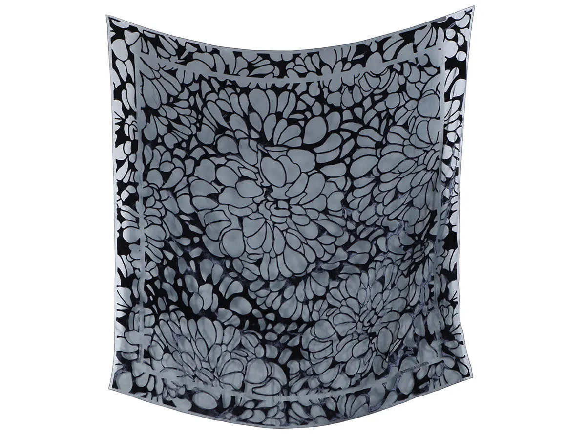 Bottega Veneta Navy Flocked Velvet and Chiffon Scarf