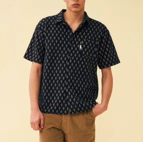 bound 'Emilio' Textured Polo Shirt - Navy