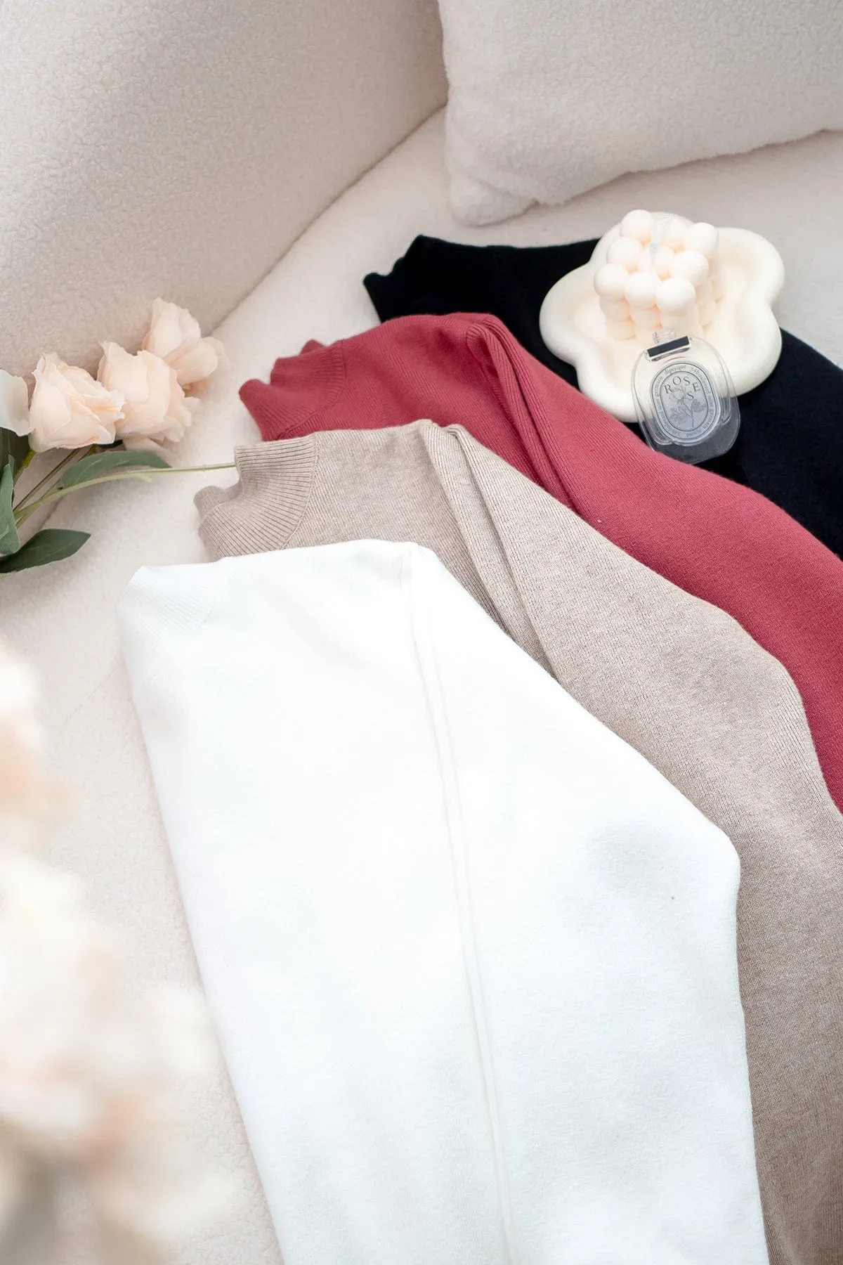 BREN HIGH NECK KNIT TOP IN BRICK