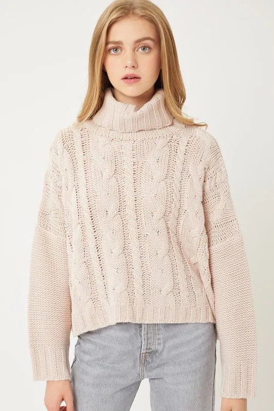 Cable Knit Turtleneck Sweater