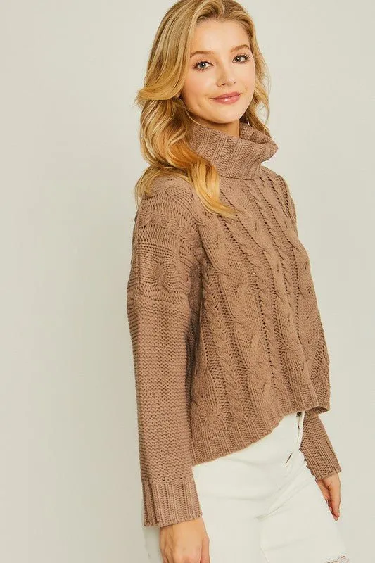 Cable Knit Turtleneck Sweater