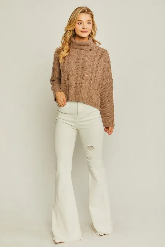 Cable Knit Turtleneck Sweater