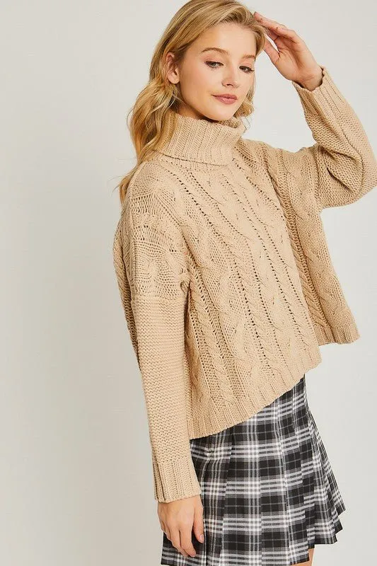 Cable Knit Turtleneck Sweater