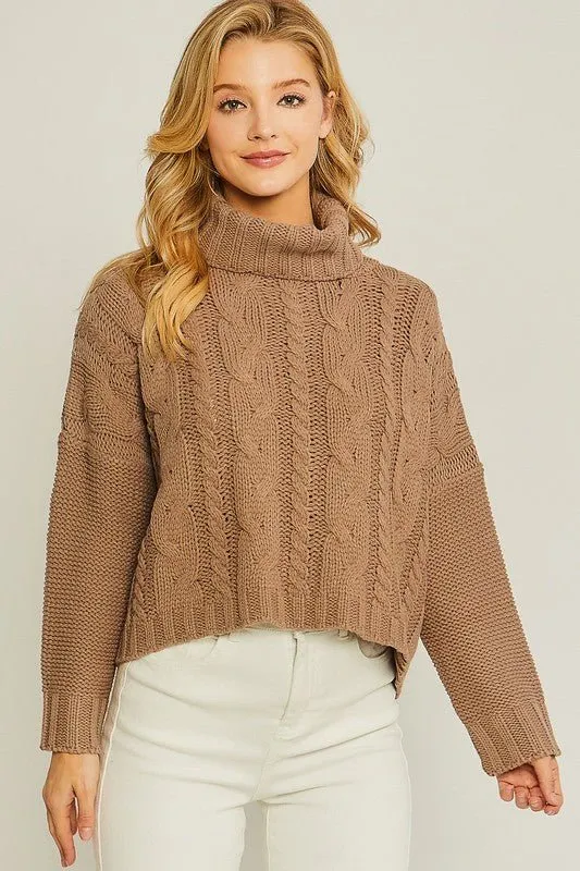 Cable Knit Turtleneck Sweater