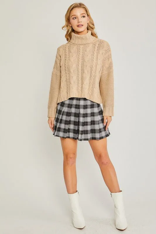 Cable Knit Turtleneck Sweater