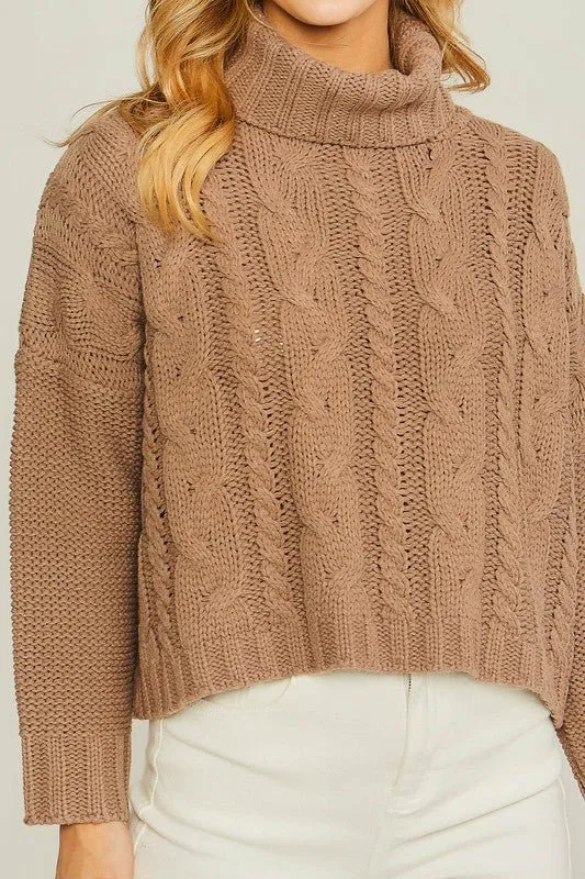 Cable Knit Turtleneck Sweater