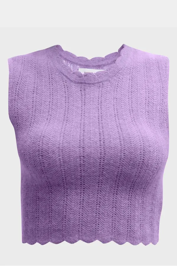 Cashmere Scalloped Crop Top