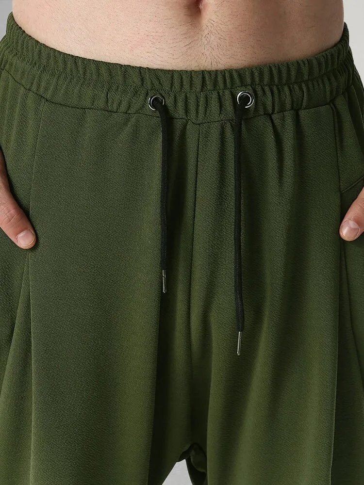 Casual Solid Sports Drop Crotch Pants