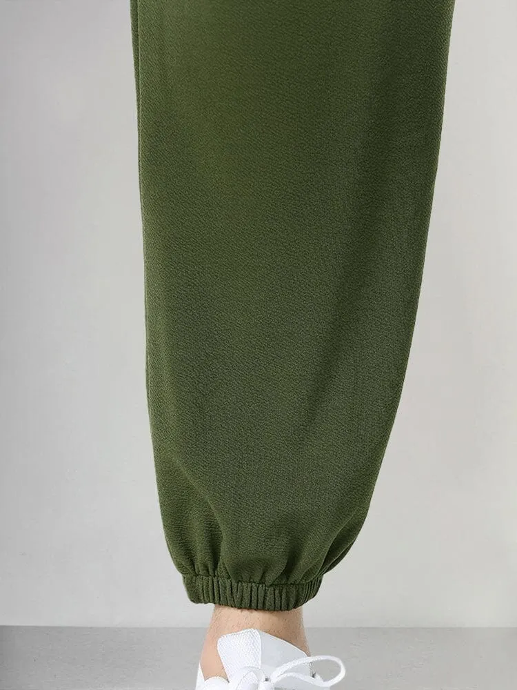 Casual Solid Sports Drop Crotch Pants