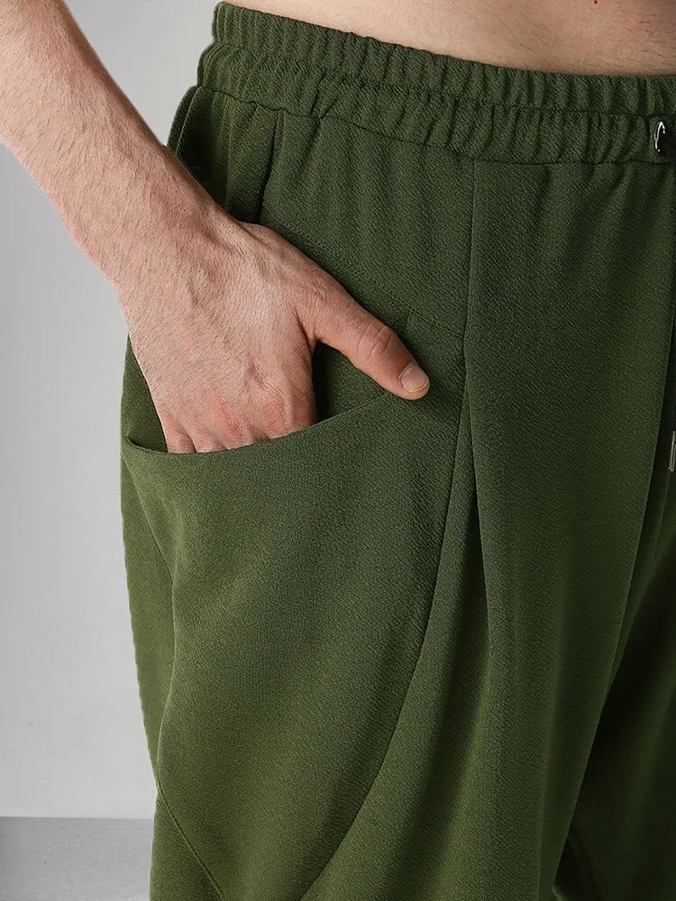 Casual Solid Sports Drop Crotch Pants