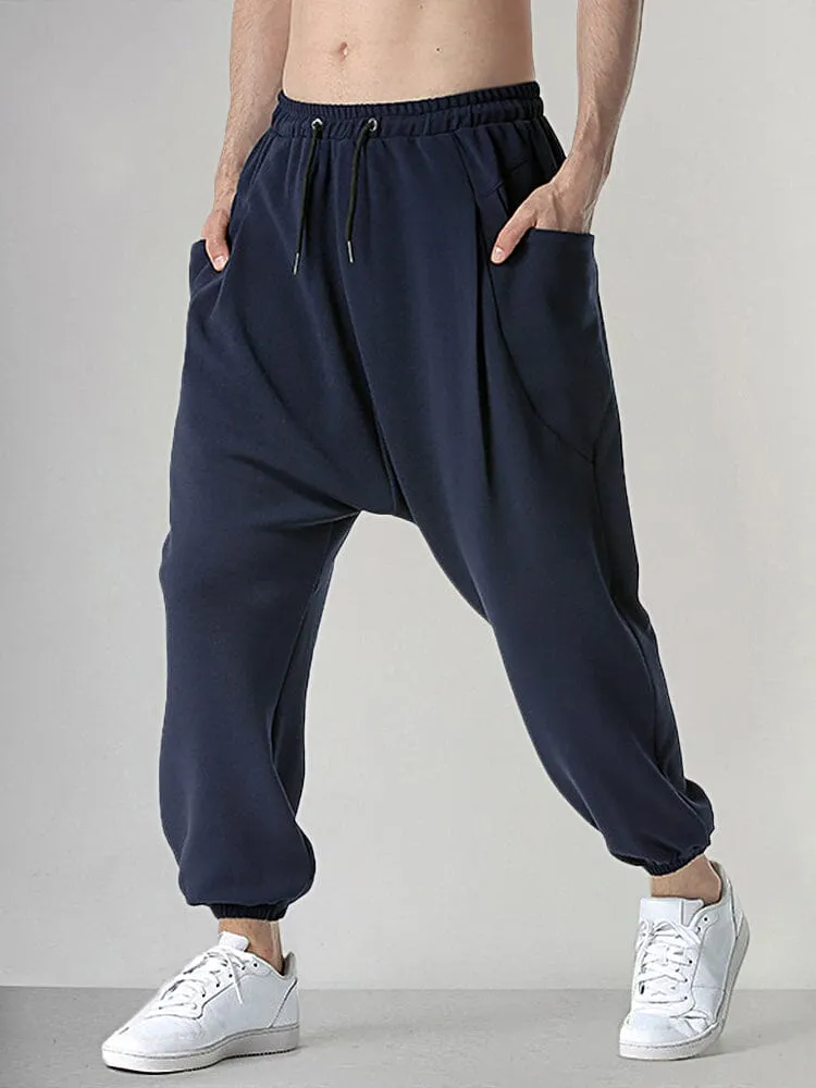 Casual Solid Sports Drop Crotch Pants