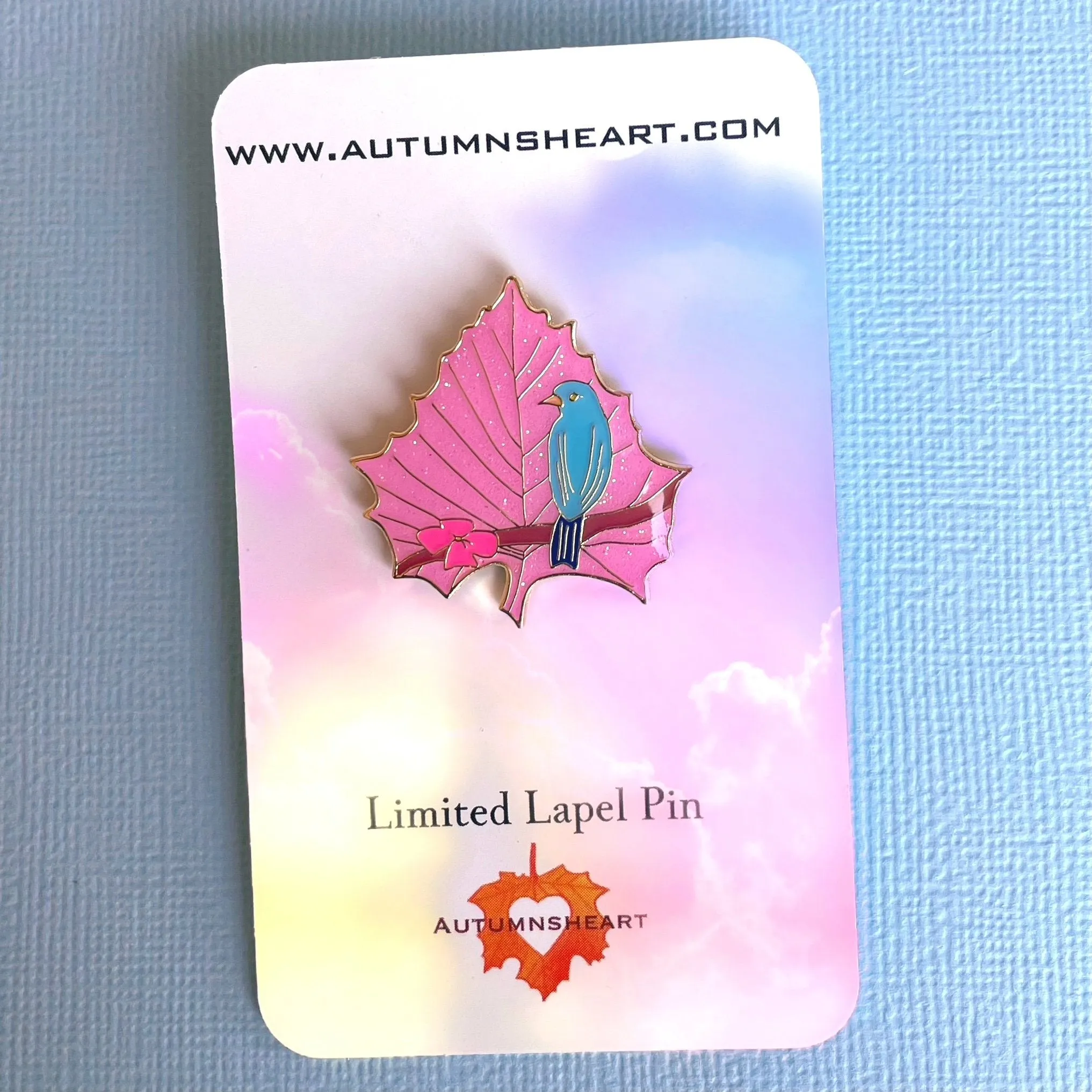 Cherry Blossom Blue Bird - enamel pin - Set of 4