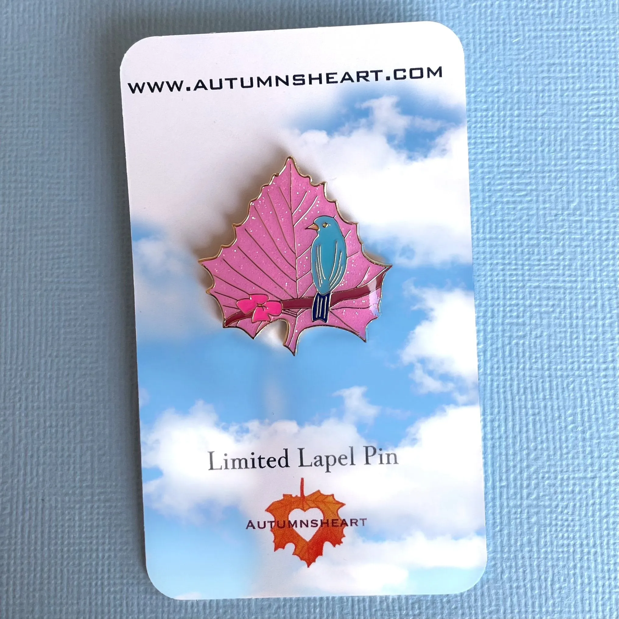 Cherry Blossom Blue Bird - enamel pin - Set of 4