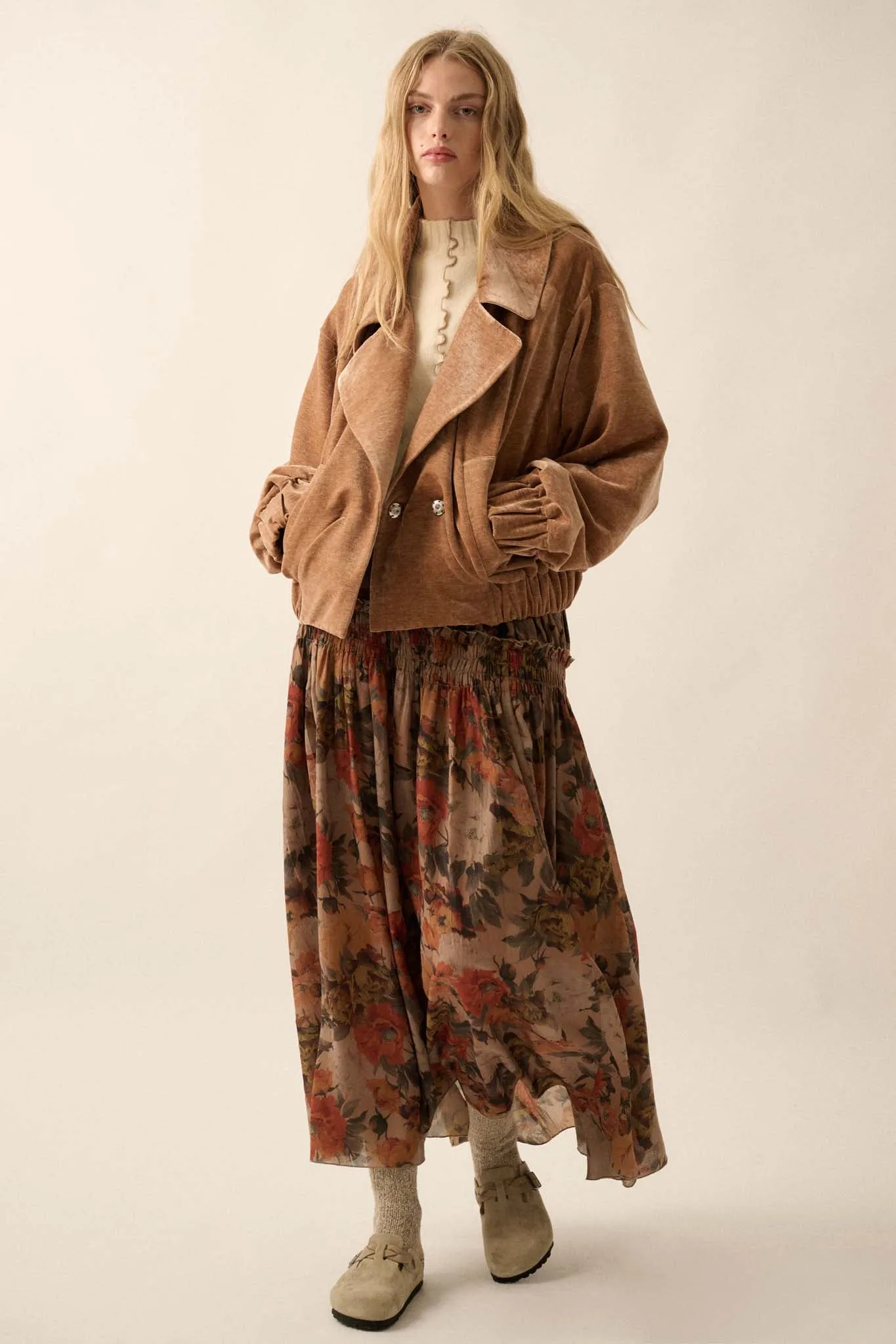 Chill Factor Washed Velvet Oversized Lapel Jacket