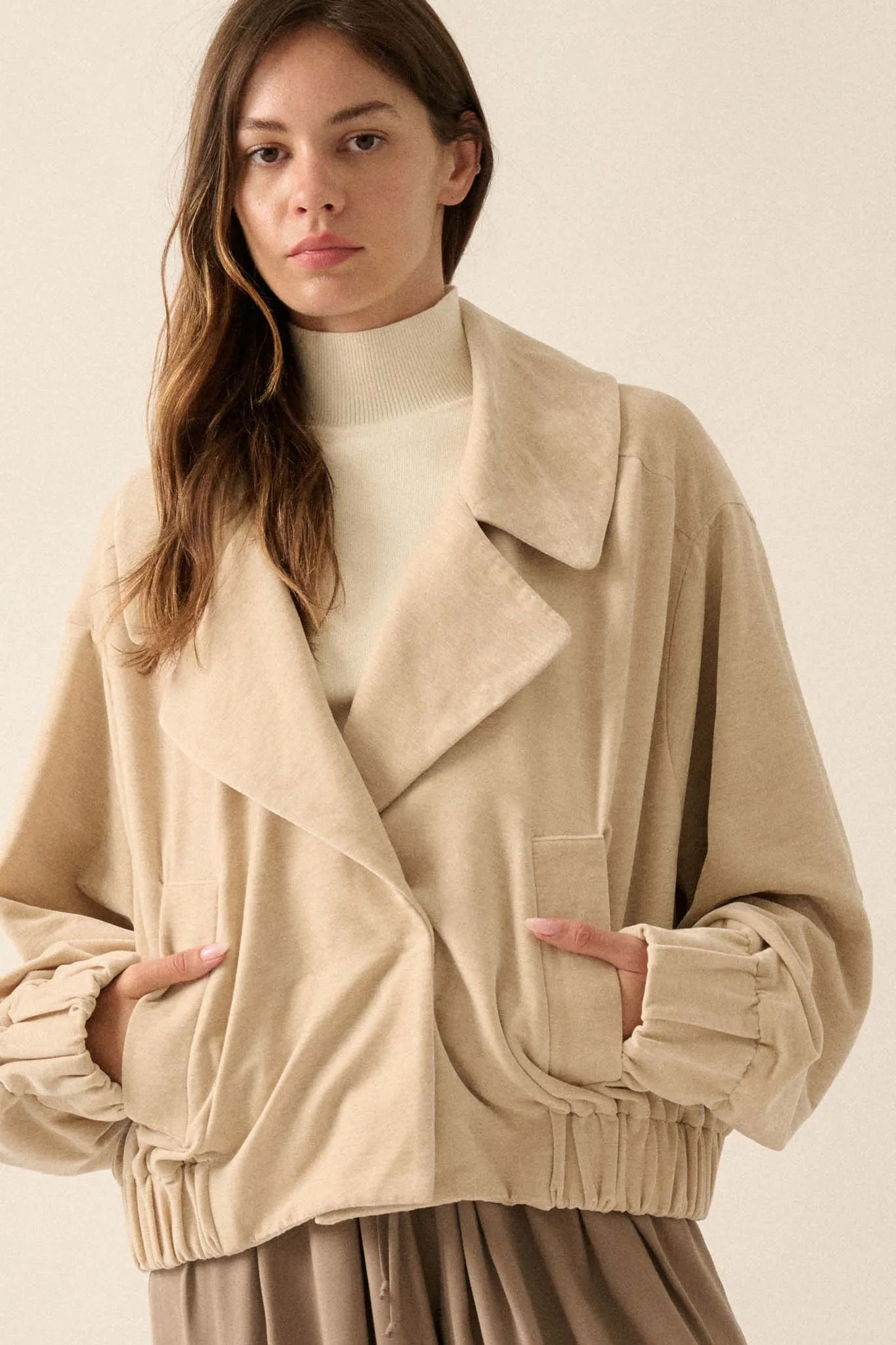 Chill Factor Washed Velvet Oversized Lapel Jacket