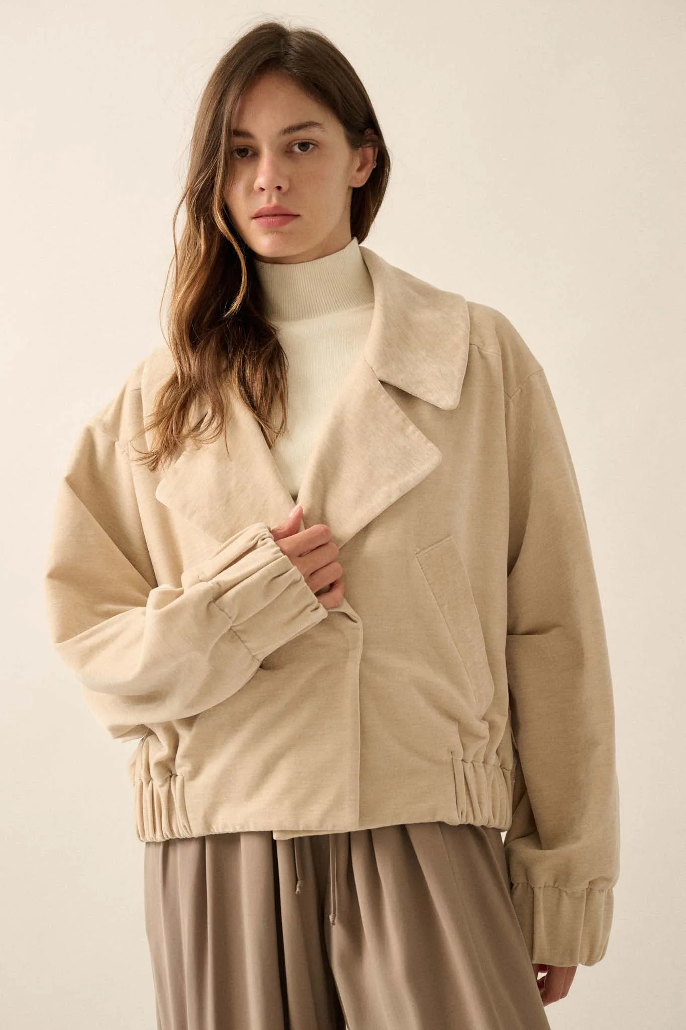 Chill Factor Washed Velvet Oversized Lapel Jacket