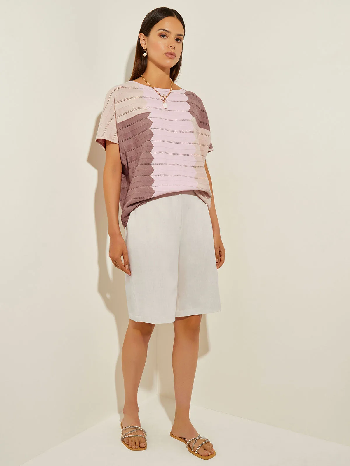 Colorblock Dolman Sleeve Recycled Knit Tunic