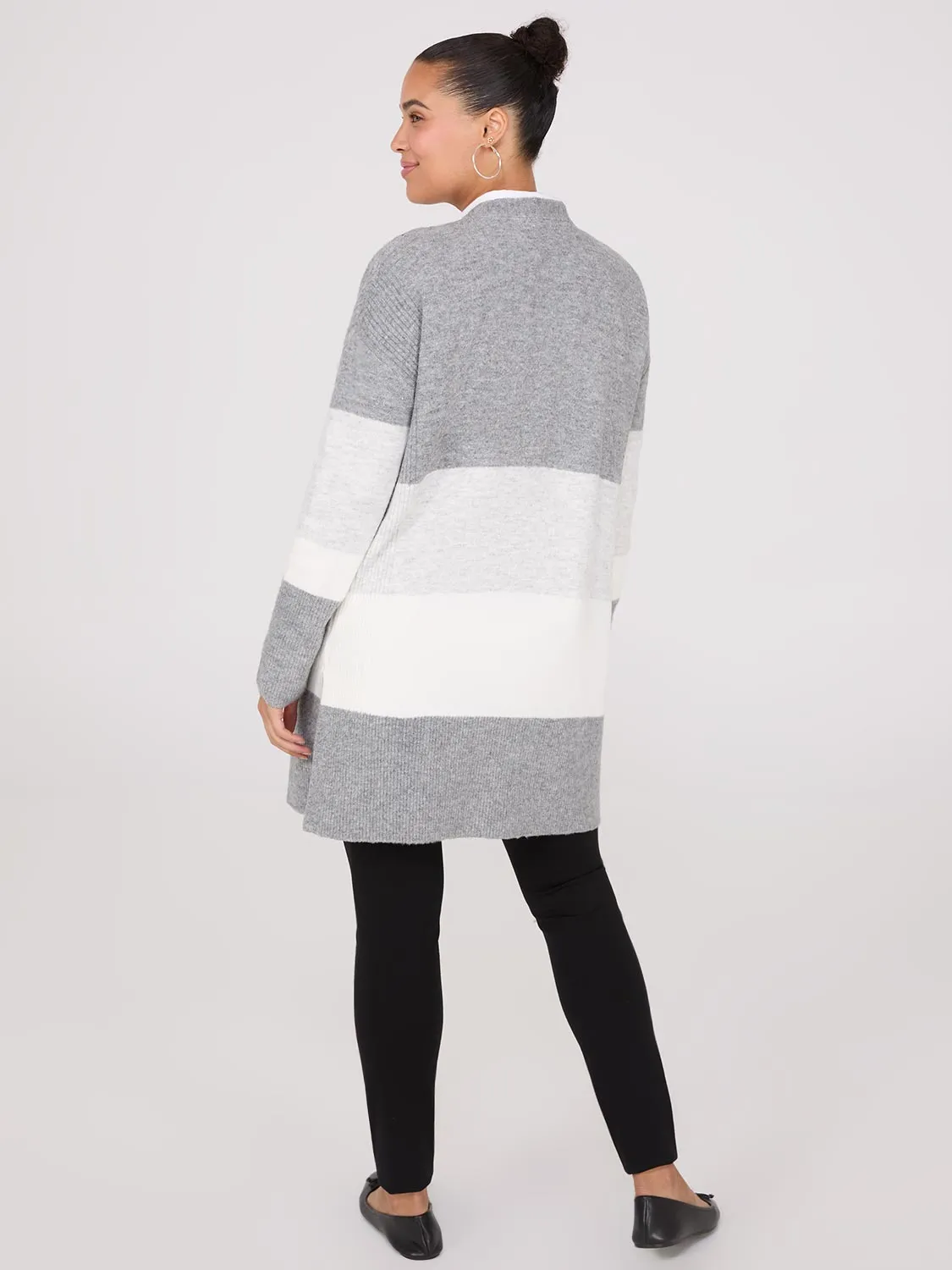 Colour Block Duster With Side Slits