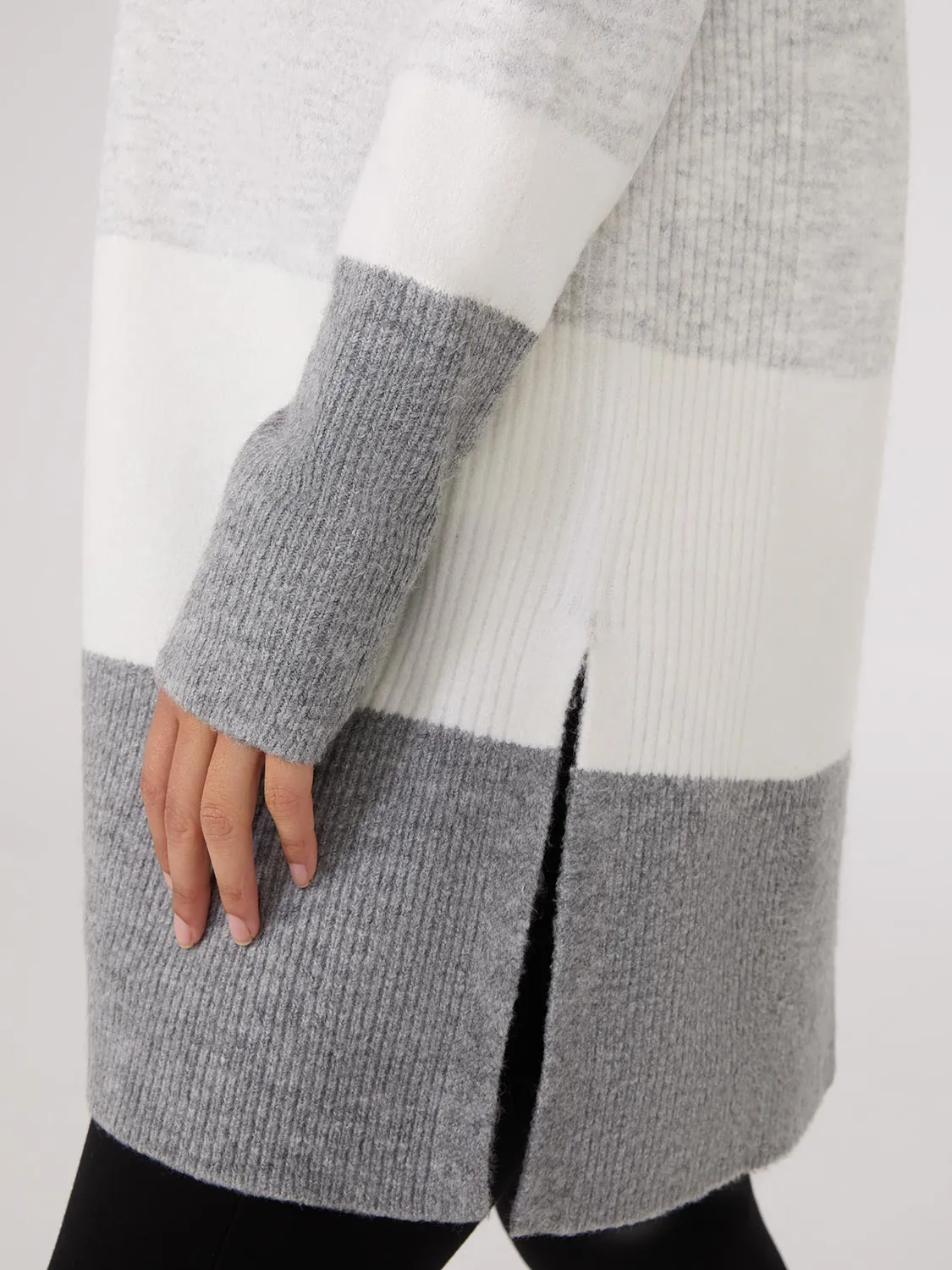 Colour Block Duster With Side Slits